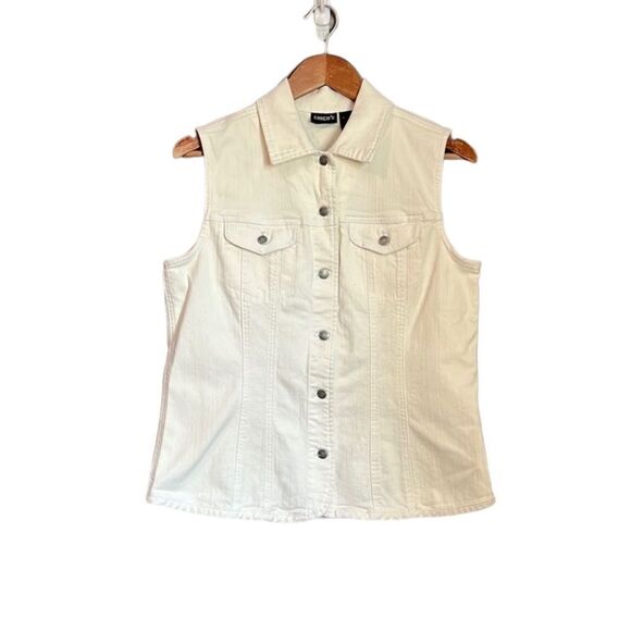 Chico's White Sleeveless Vest - Picture 1 of 10